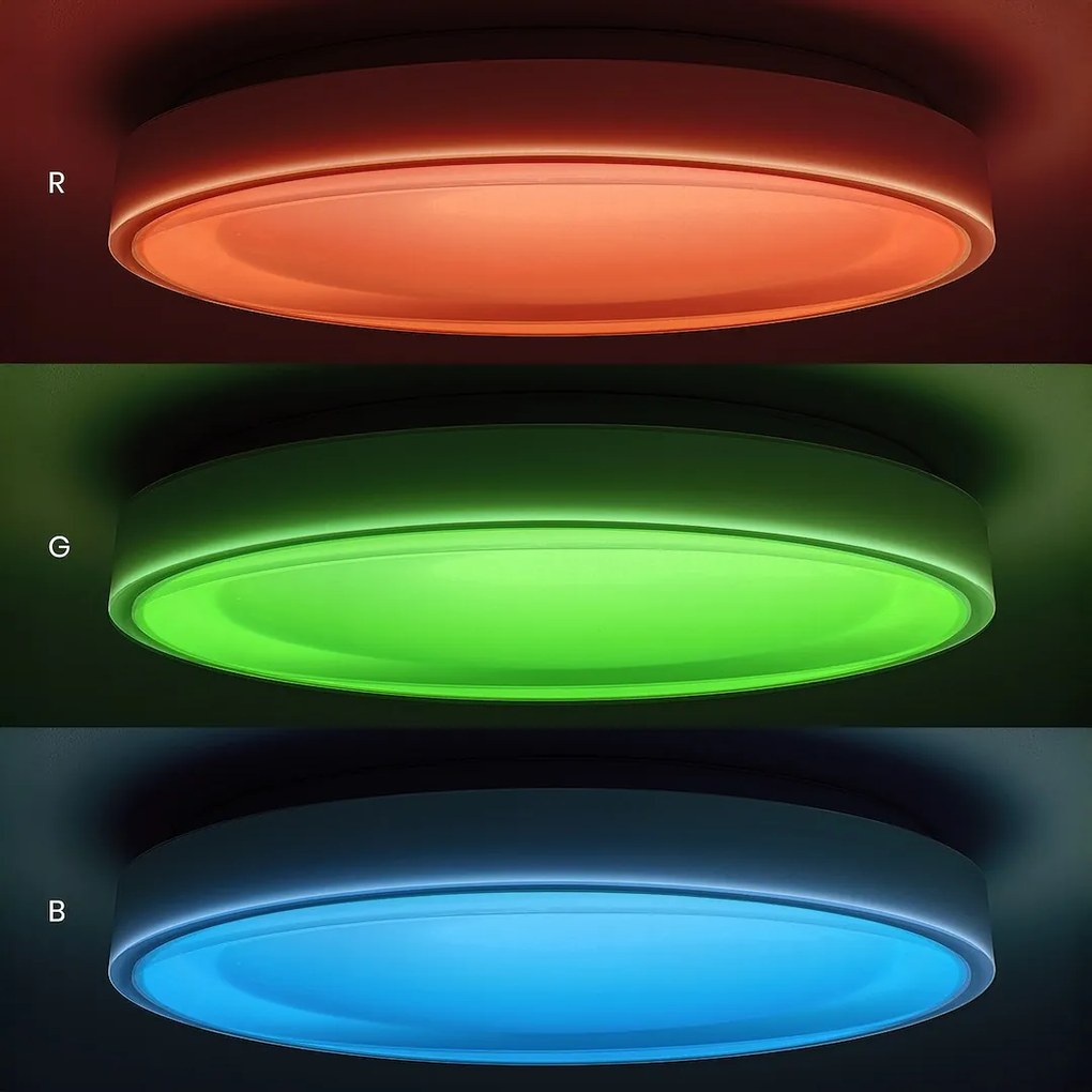 Stropné LED svietidlo Melo, 1x LED 36w, 3000-6000k, b, RGB, (fi 39 cm), s ovládačom