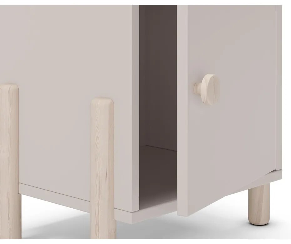 Krémový detský nočný stolík z borovicového dreva Enola – Marckeric