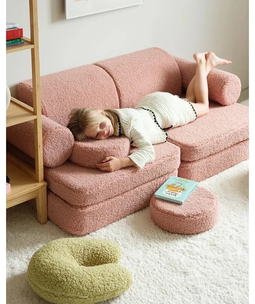 Zelený detský pohovkový vankúš z textílie buklé U – Wigiwama