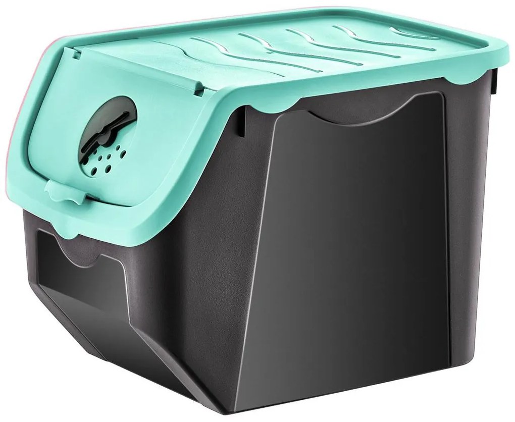 Orion Skladovací černý box na cibuli a brambory, starorůžové víko (12l)