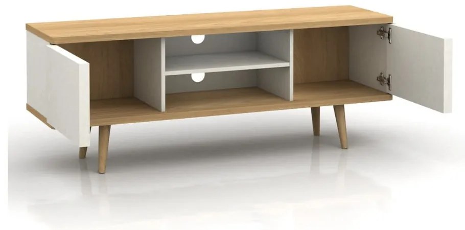 Biely TV stolík v dekore duba 140x52 cm Alana - Støraa