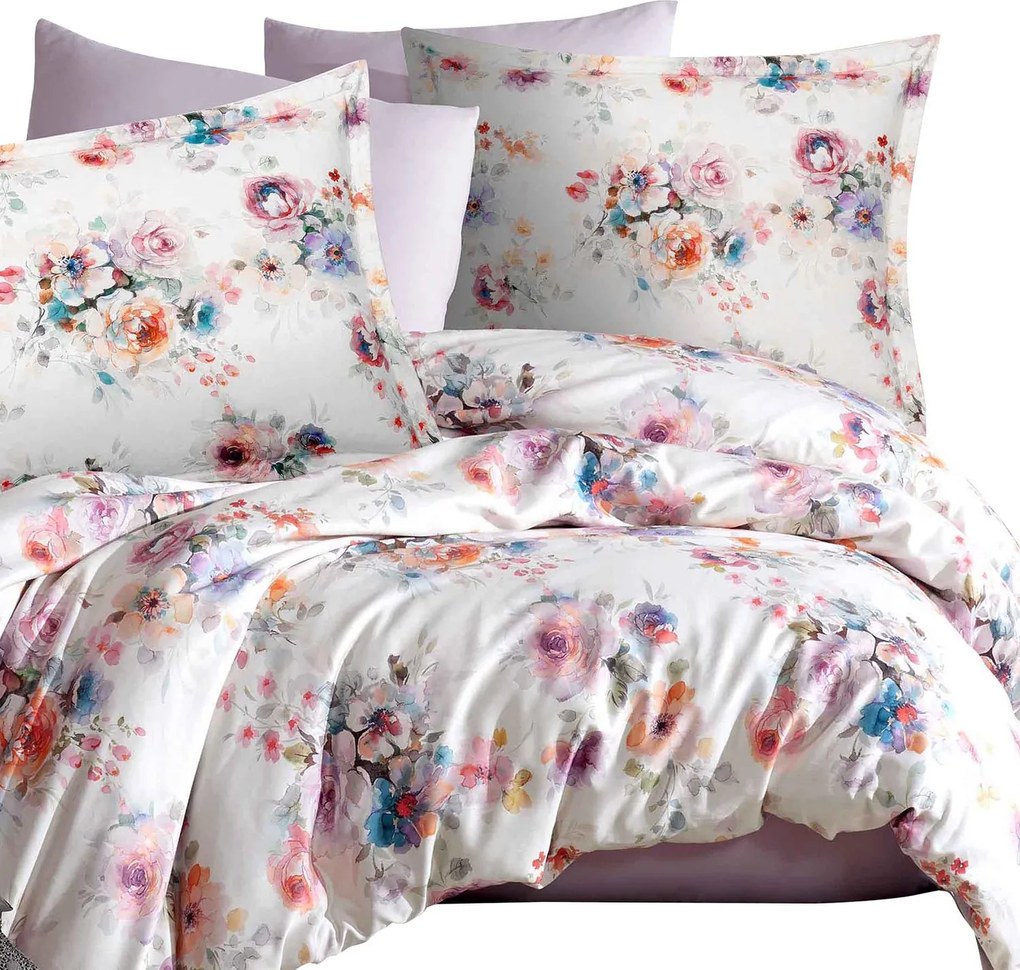 SATÉNOVÉ OBLIEČKY LUXURY FARYA 200X220 CM, 2KS 70X80 CM KVETY