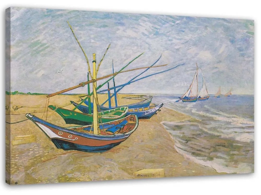 Obraz na plátně Rybářské čluny na pláži - V. van Gogh - 120x80 cm