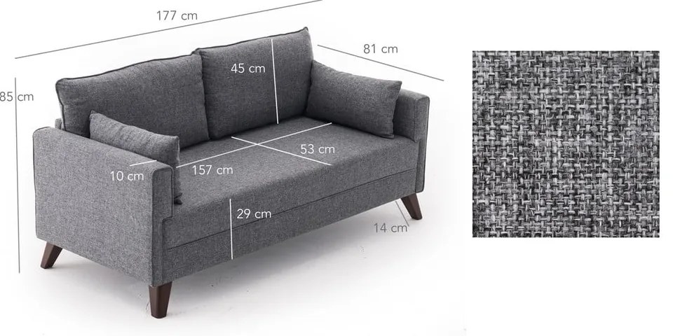 Sivá pohovka 177 cm Bella – Balcab Home