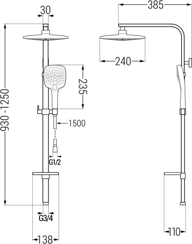 Mexen - Sprchový stĺp Q17, chróm / biela, 798171795-02