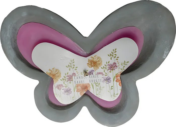 Sviečka v tvare motýľa v betóne –  ružová 19 × 14 cm