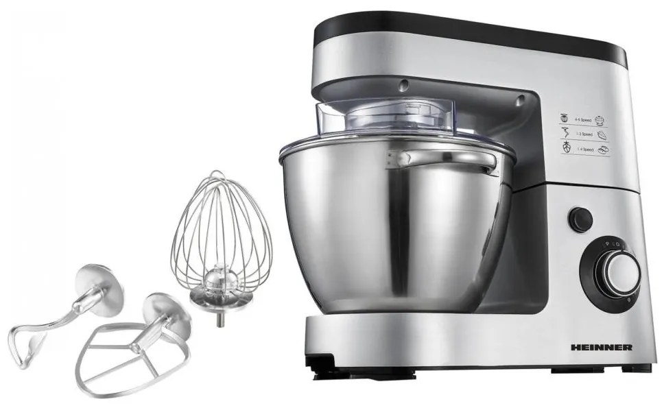 Heinner HPM-1500XMC-V2 - Kuchynský robot s nerezovou miskou, 1500 W/230 V, nerezové prevedenie