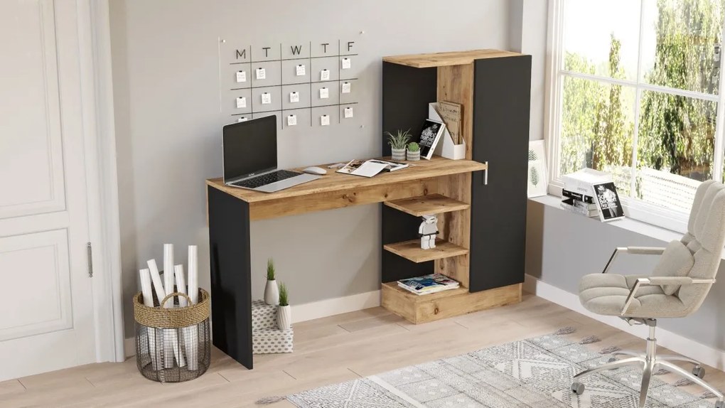 Písací stôl Tele 152,3 cm hnedý/čierny