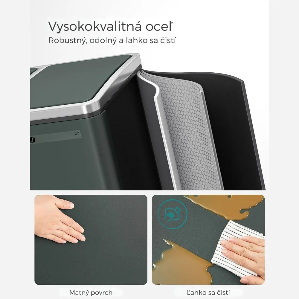 Kôš na separovanie odpadu SORT 54 l (3×18 l), antracitová/strieborná SongmicsHome