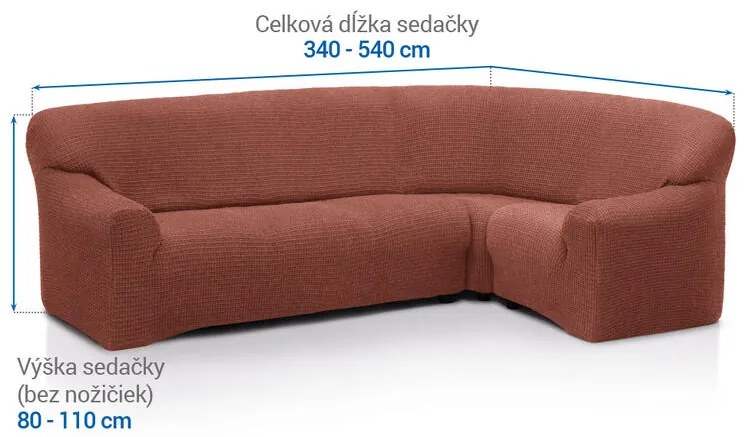 Super strečové poťahy RUBINIA tehlová rohová sedačka (š. 340 - 540 cm)
