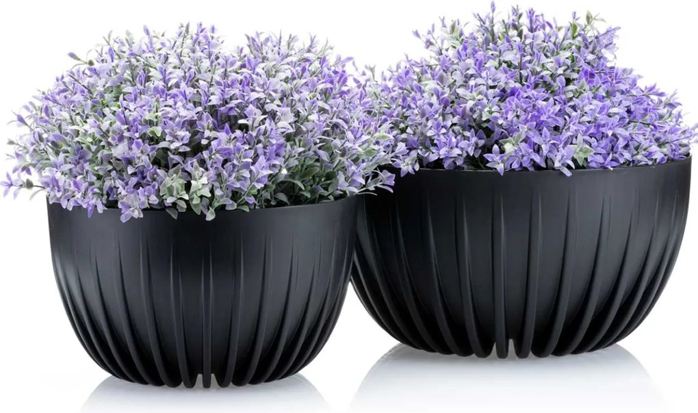 Kvetináč STRIPPED Eco 23,6x14 cm čierny