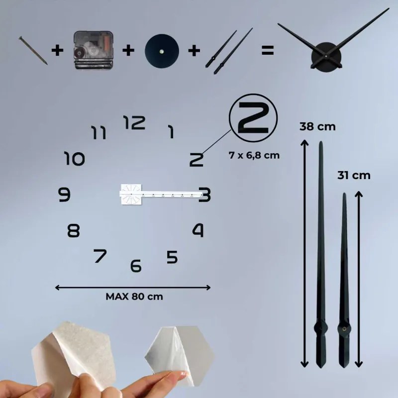 Nalepovacie 3D hodiny na stenu I SENTOP 12S002