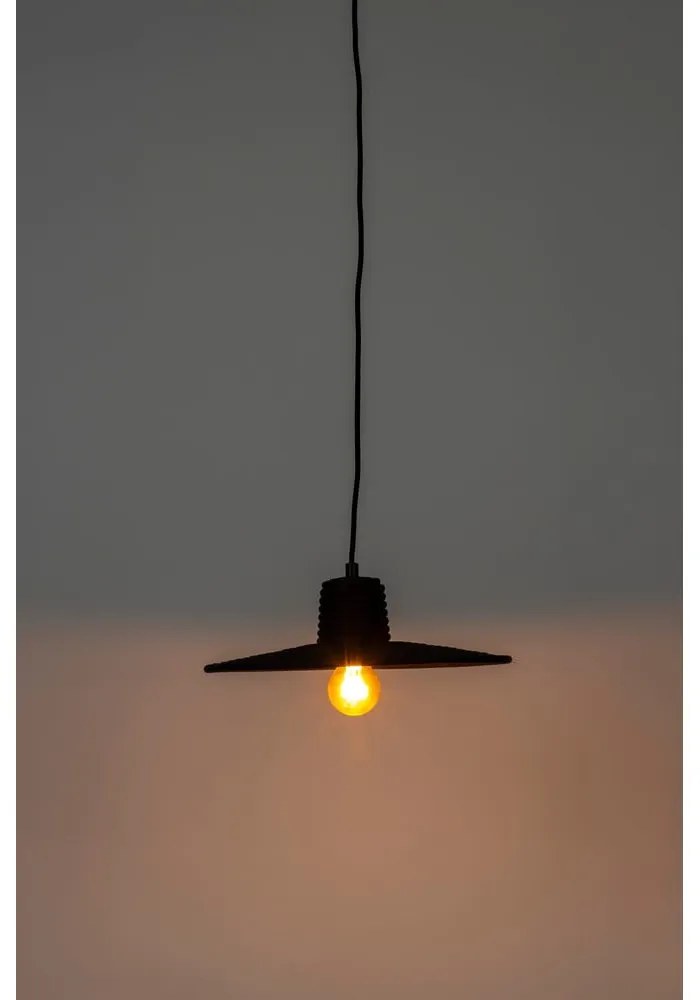 Čierne stmievateľné závesné svietidlo s ratanovým tienidlom ø 35 cm Balance – Zuiver