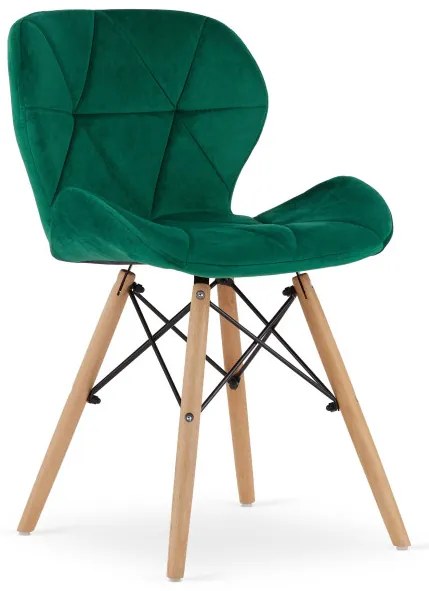 Set troch jedálenských stoličiek LAGO zelené (hnedé nohy) (3ks)