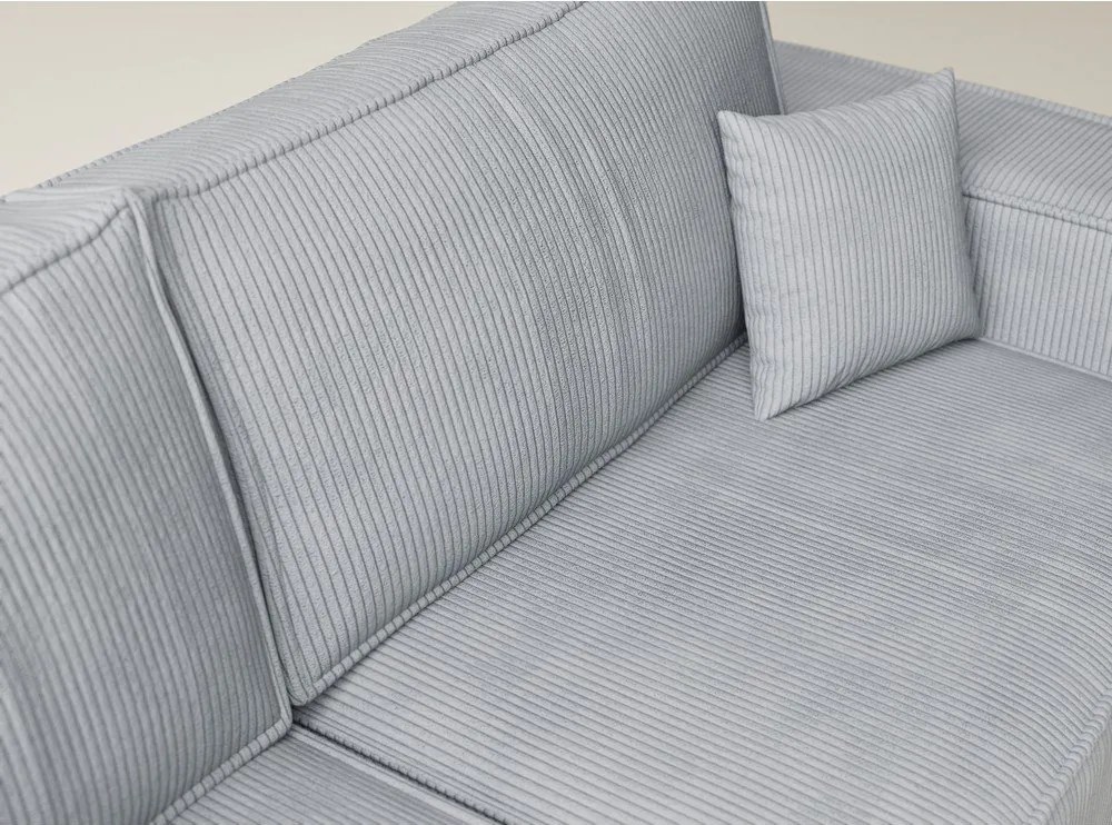 Sivá menčestrová rozkladacia/s úložným priestorom rohová pohovka (ľavý roh/do L) Tonga – Maison de Rêve