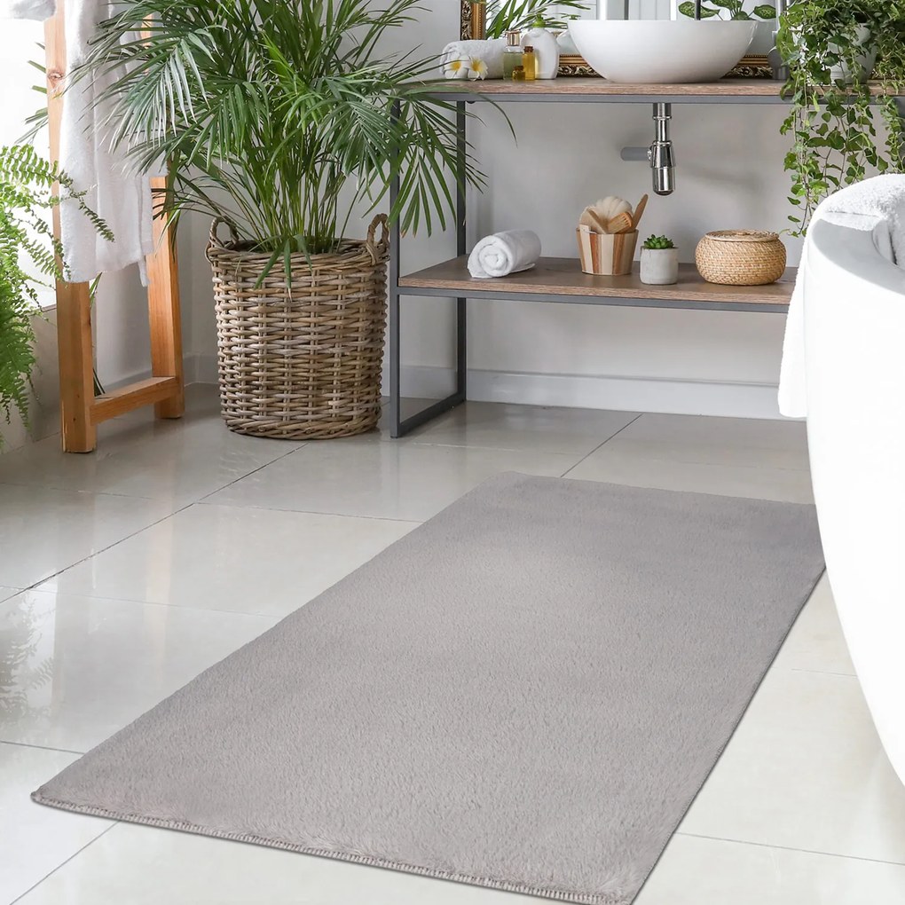 Dekorstudio Kožušinový koberec do kúpeľne TOPIA mats - sivý Rozmer koberca: 120x170cm