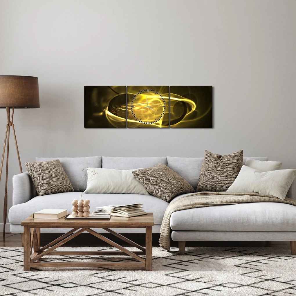 Moderný abstraktný obraz (s hodinami) (90x30 cm)