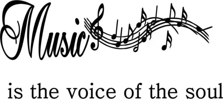 Nálepka na stenu nápis MUSIC IS THE VOICE OF THE SOUL 60 x 120 cm