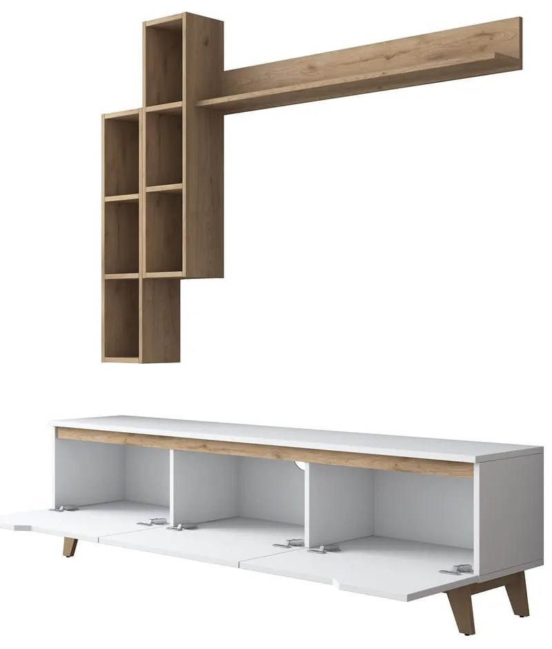 TV zostava v dekore orecha v bielo-prírodnej farbe 180x49 cm Linh – Kalune Design