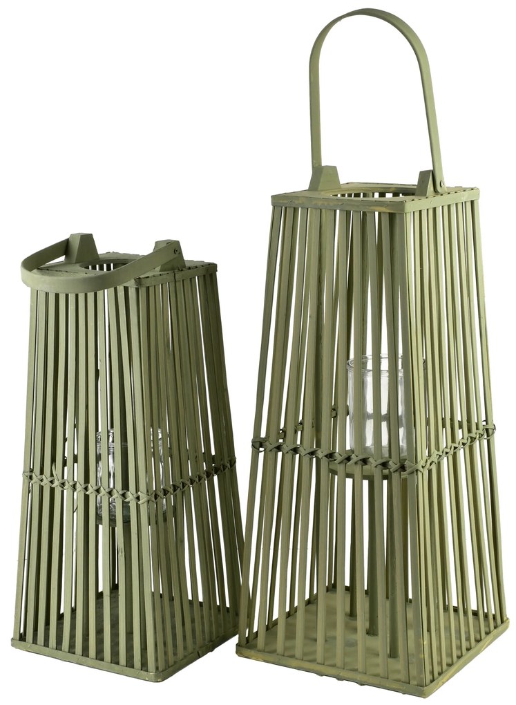 Proutěná lucerna LUCIE Green 23x48 cm zelená