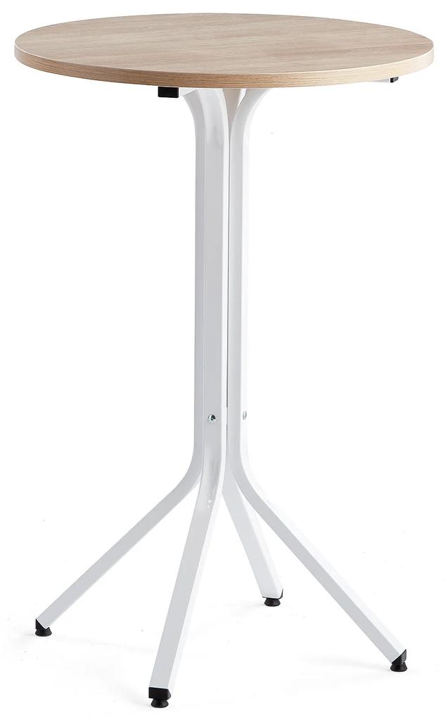 Stôl VARIOUS, Ø700x1050 mm, biela, dub