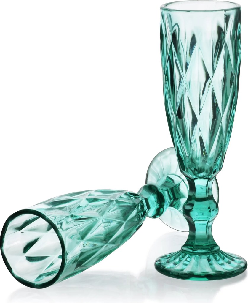 Súprava 6 ks pohárov ELISE 180 ml číra/tyrkysová