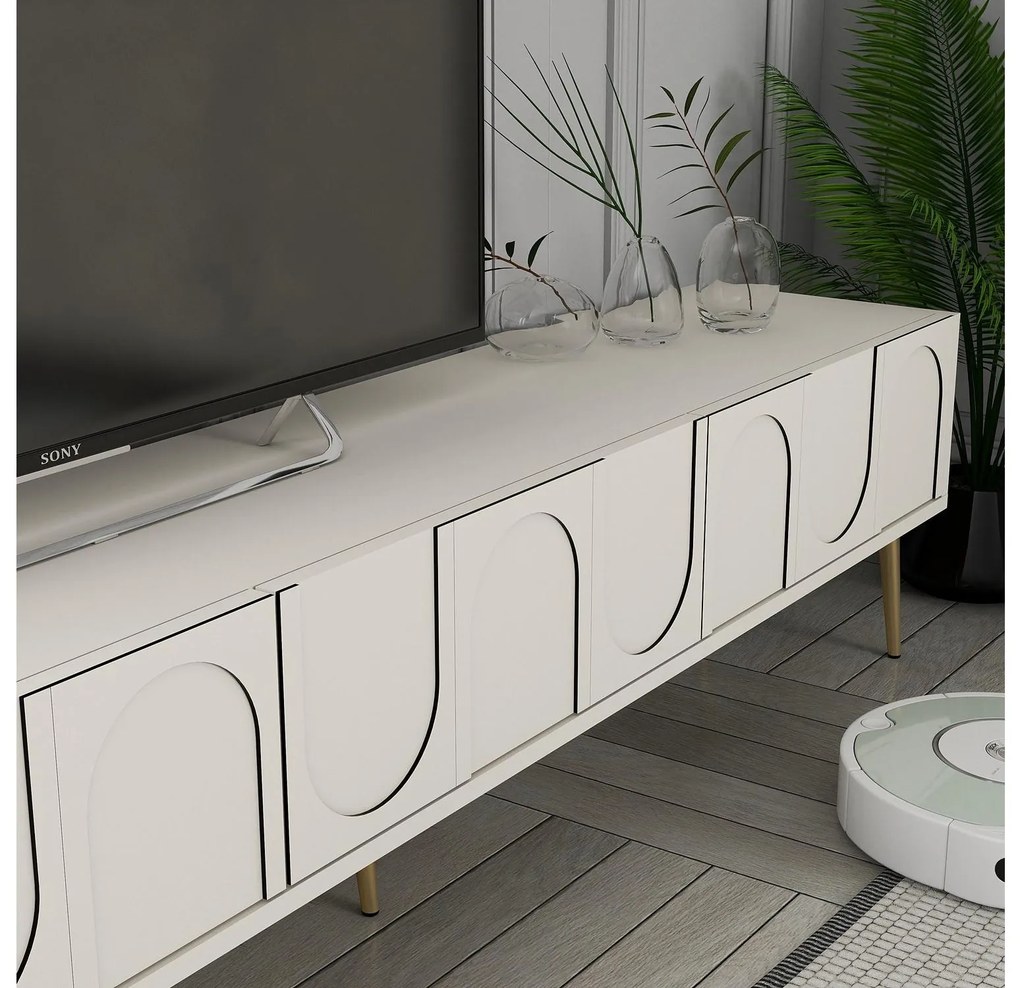 TV stolík/skrinka Bipemu 3 (krémová + zlatá). Akcia -20%. Vlastná spoľahlivá doprava až k Vám domov. 1095681