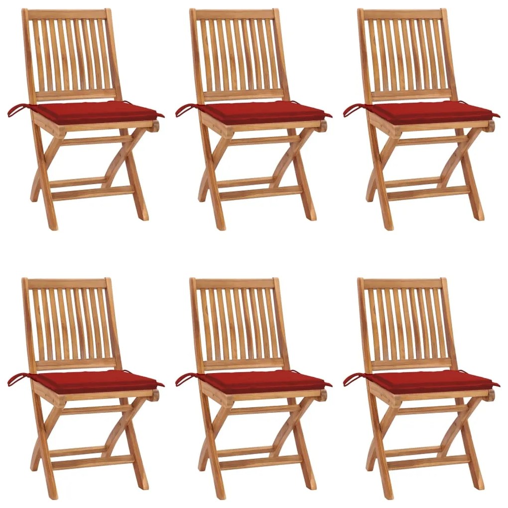 Skladacie záhradné stoličky s podložkami 6 ks tíkový masív 3072840