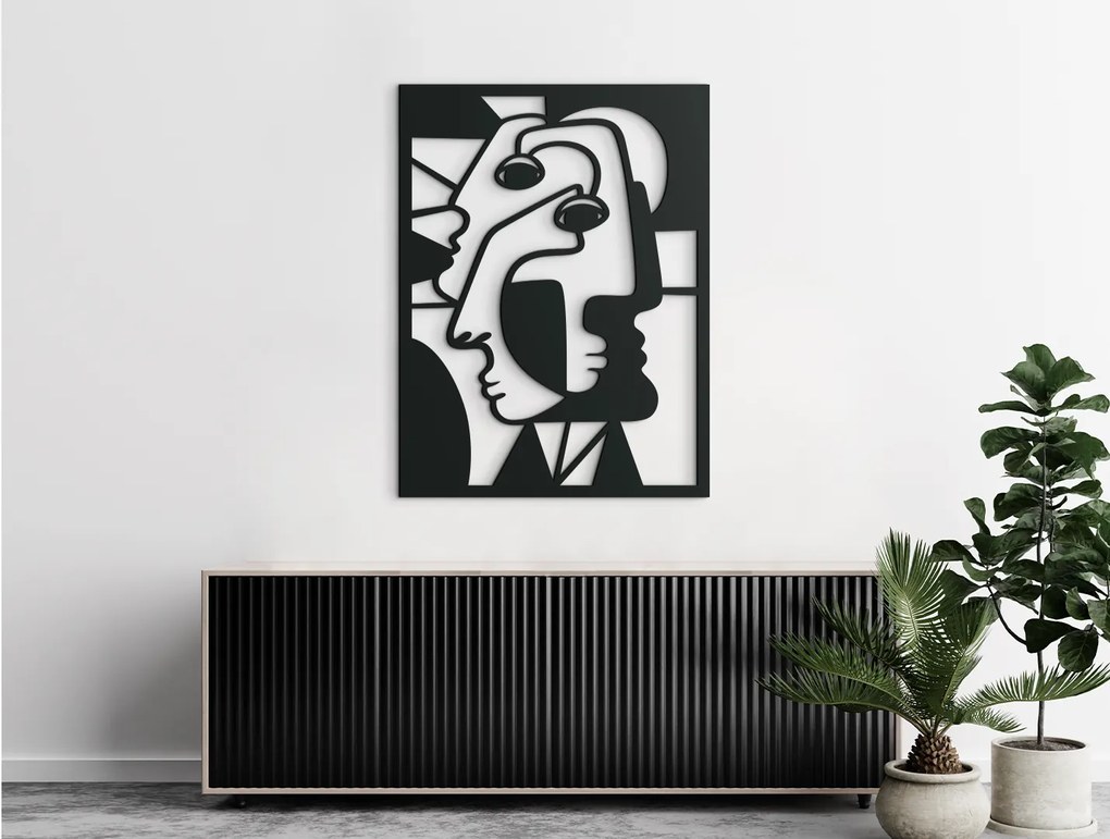 drevko Kubistický obraz na stenu Tváre Rozmer obrazu: 43,5 x 32,5 cm, Farba dekorácie: Čierna
