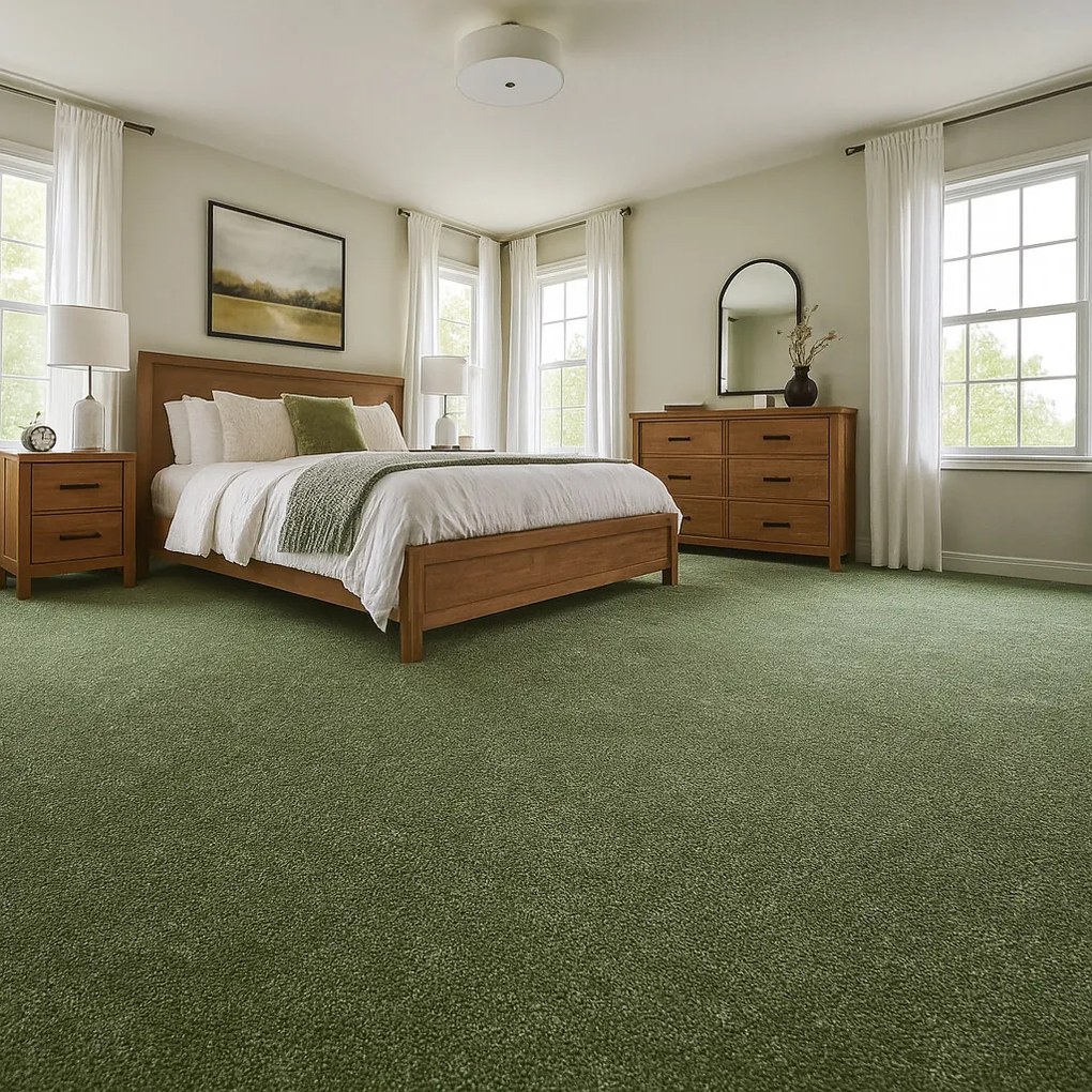 Metrážny koberec Feliz 026, na mieru, šíře 4m, zelená, filc, detská izba, ITC