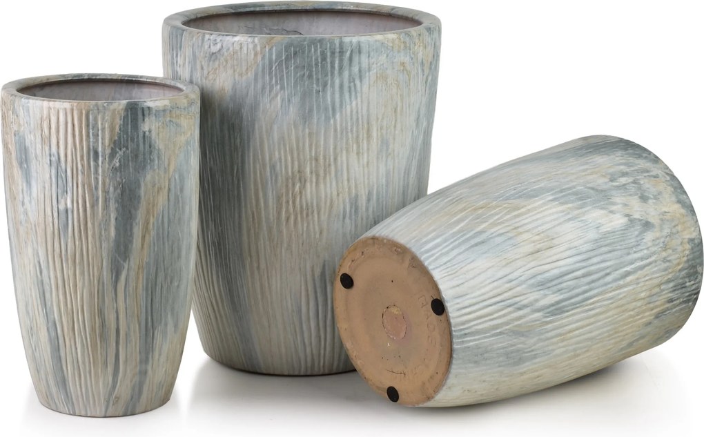 Sada 3 ks kvetináčov NEVA MARBLE X béžová/sivá