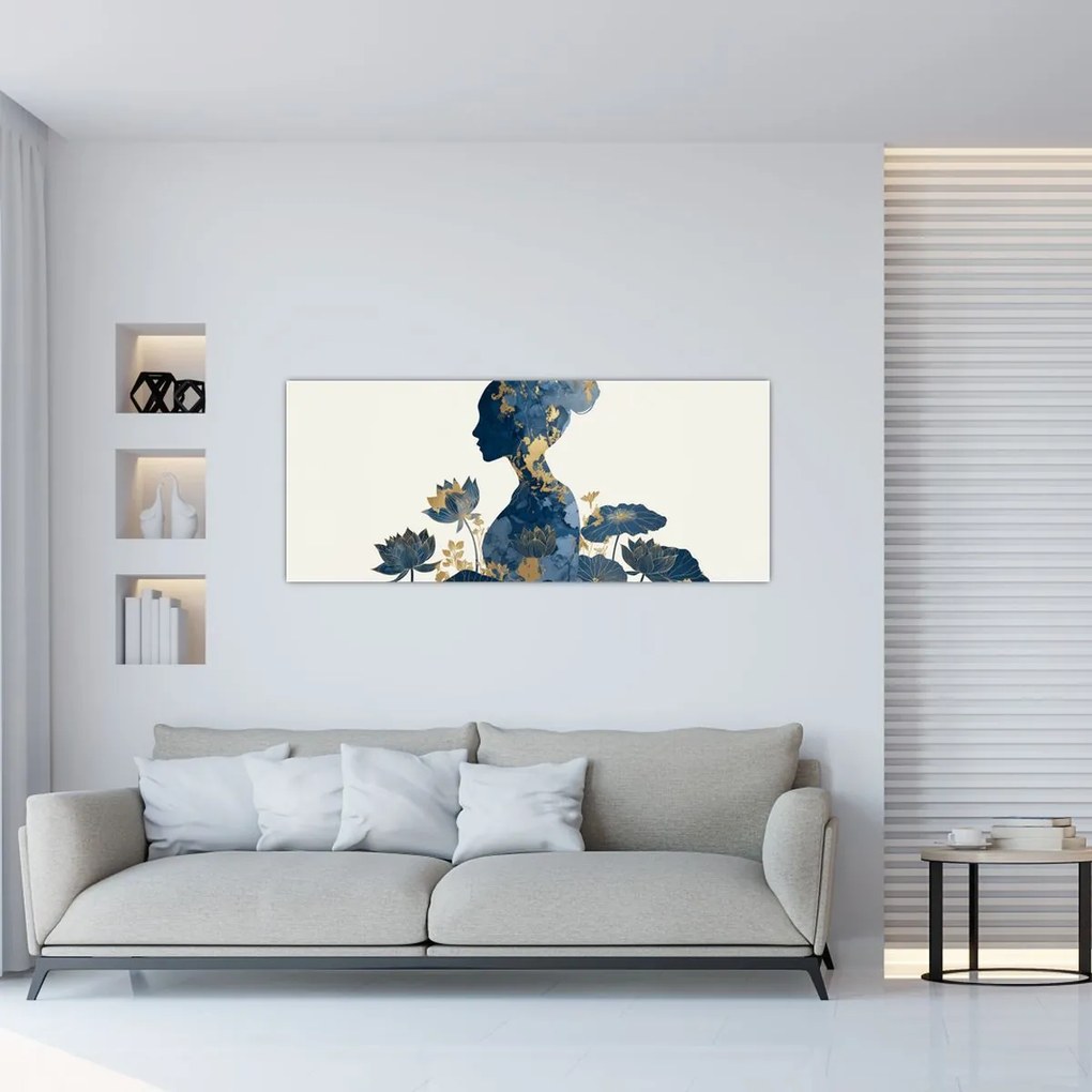 Obraz - Mramorový profil ženy (120x50 cm)