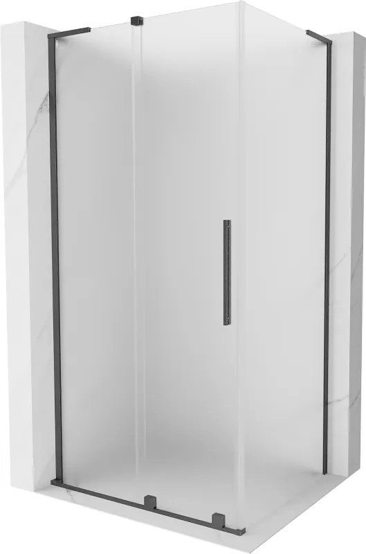 Mexen Velar L, sprchový kút s posuvnými dverami 110 x 120 cm, 8mm sklo námraza, grafit brúsený, 871-110-120-33-66