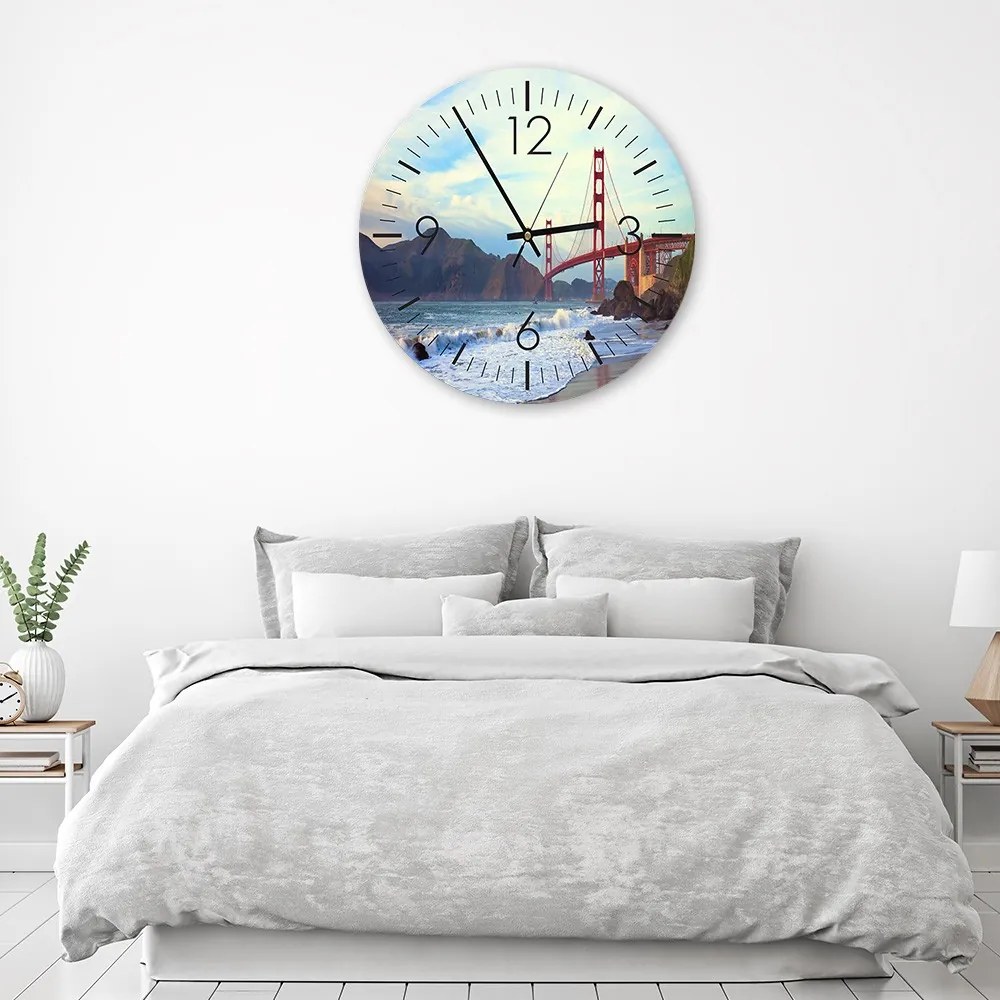 Gario Hodiny na stenu Golden Gate Bridge Rozmery: 60 x 60 cm