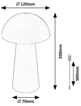 Rabalux 76039 - LED stmievateľná dotyková vonkajšia lampa MIREO 1,5W/5V IP44 1200 mAh USB hnedá