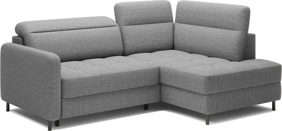 Sivá zamatová rozkladacia/s úložným priestorom rohová pohovka (pravý roh/do L) Barea – ELTAP