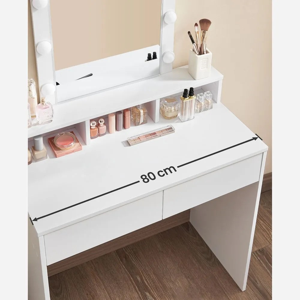 Toaletný stolík so zrkadlom a žiarovkami SONGMICS RDT114W01