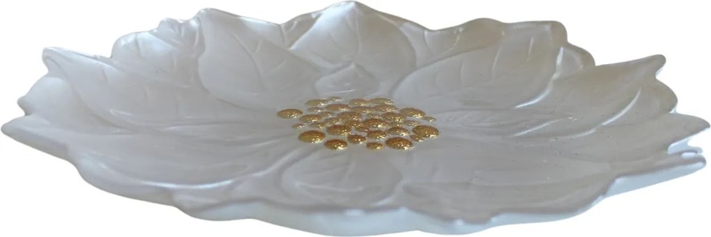 Biely sklenený vianočný tanier 31cm