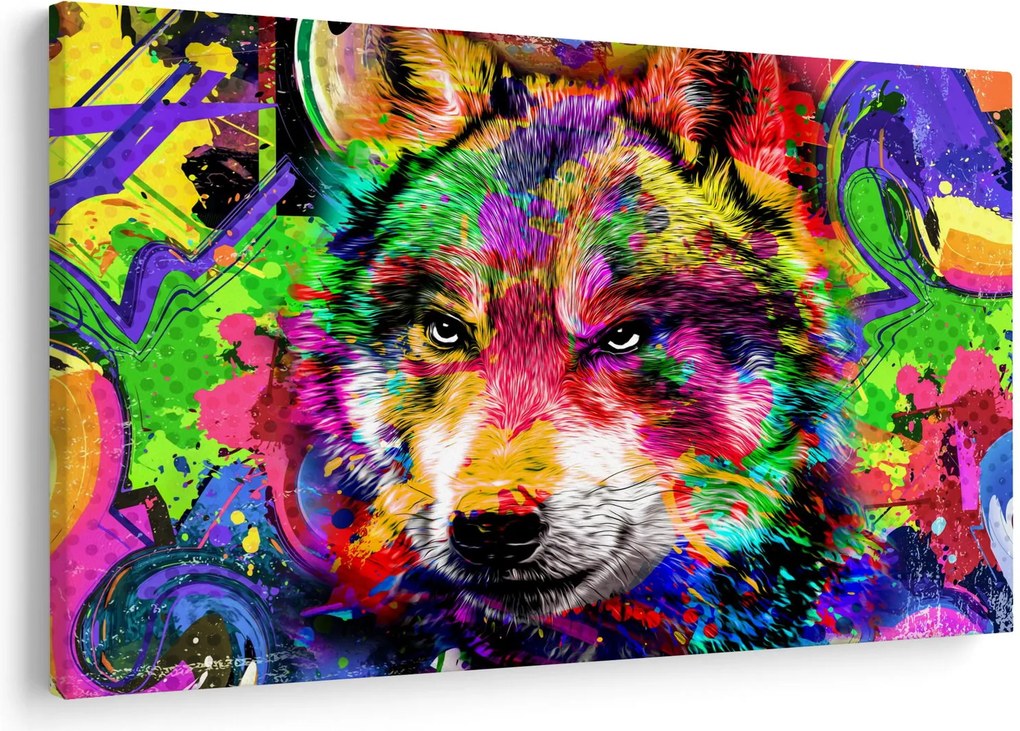 Obraz - Vlk s graffiti (90x60 cm)
