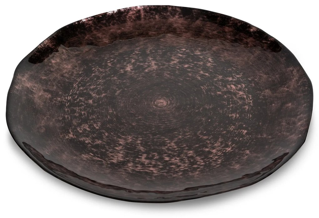 DEKORAČNÝ SKLENENÝ TANIER PATI (03) (FI) 31X2 CM HNEDÝ