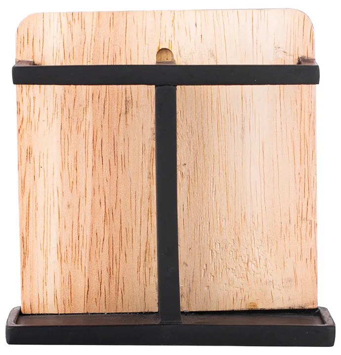 Držiak na zubné kefky a pastu, minimalistický stojan drevo+kov