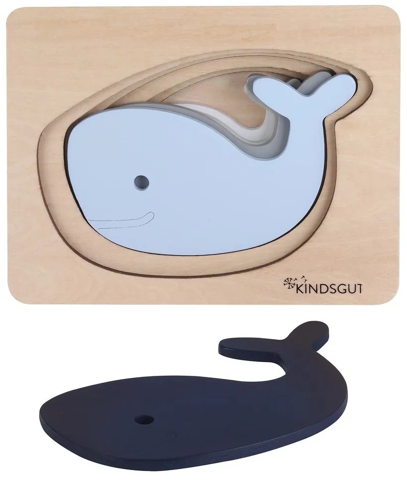 Drevené vkladacie puzzle Whale – Kindsgut
