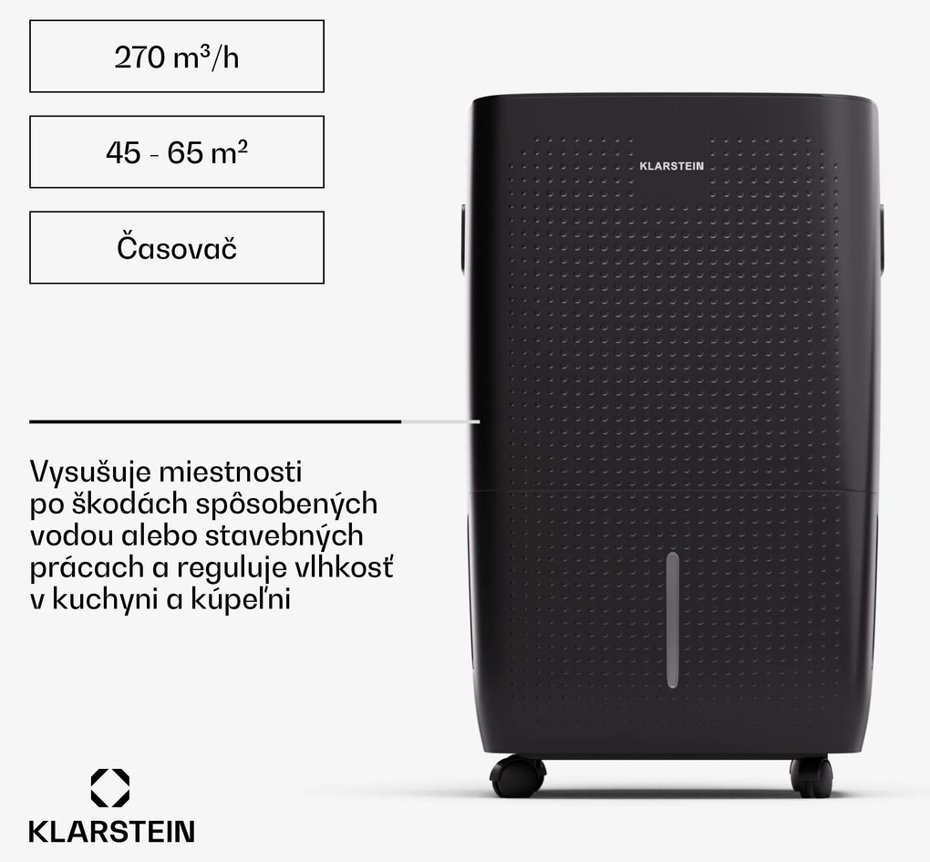 Klarstein DryFy Pro Connect 60 Smart, Odvlhčovač, WiFi, Kompresia, 60l/24h, 45-65 m²