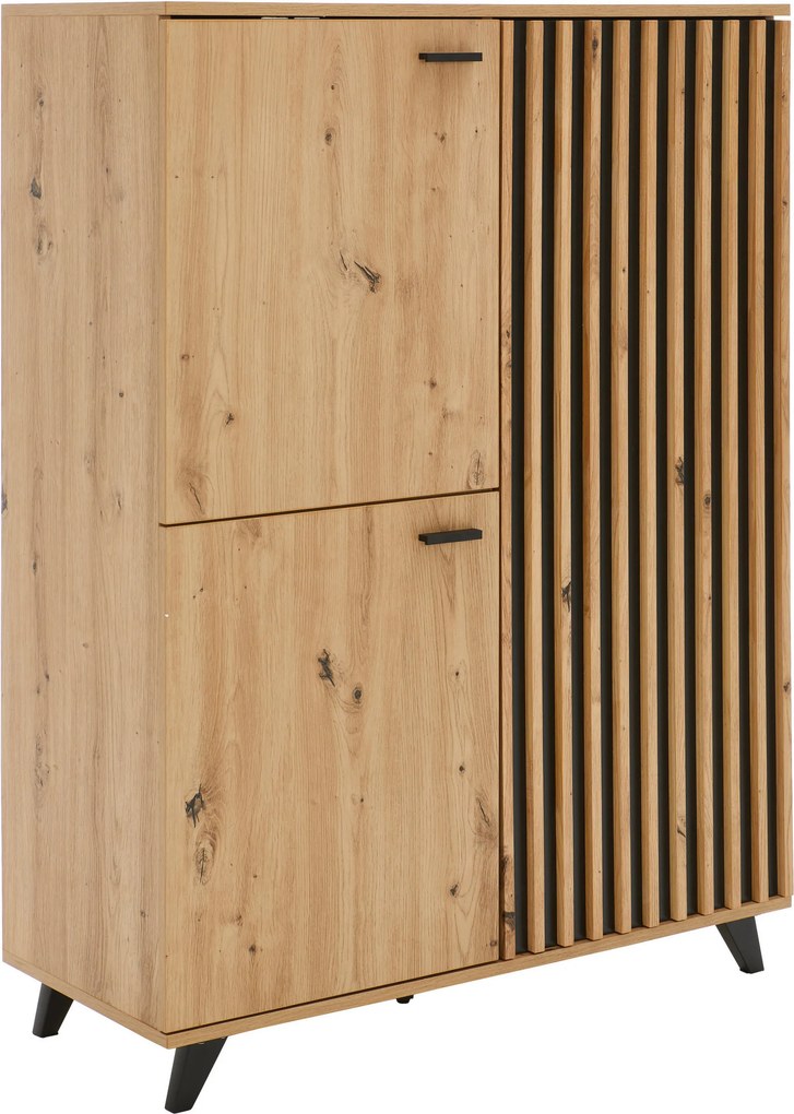 XXXLutz VYSOKÁ KOMODA, čierna, farba duba, 93,5/126/40 cm MID.YOU - Komody - 002798018601