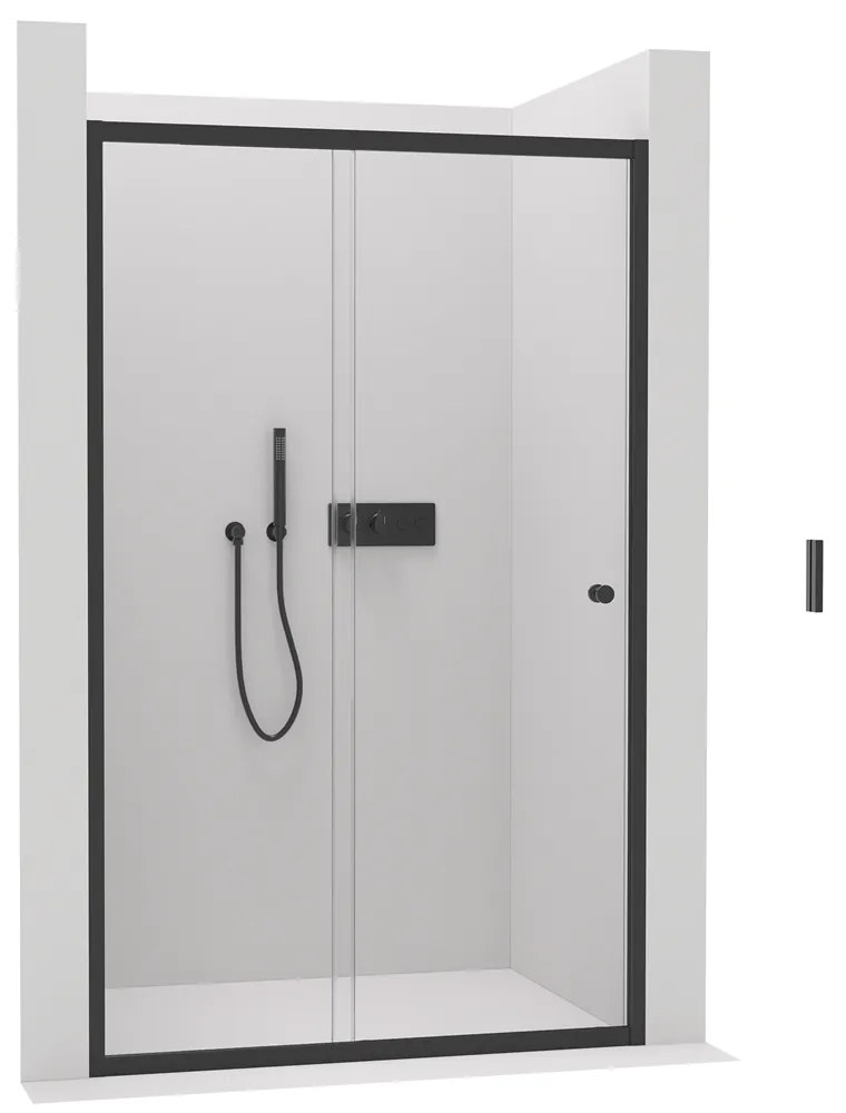 Cerano Varone, posuvné sprchové posuvné dvere 130x195 cm, 6mm číre sklo, čierny profil, CER-CER-DY505B-130-195