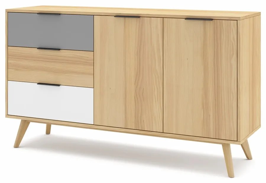 Nízka komoda z borovicového dreva v prírodnej farbe 140x81 cm Elfa - Marckeric