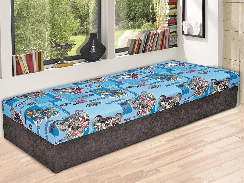 Posteľ Hurikán 80x200 cm, šedá/modrá