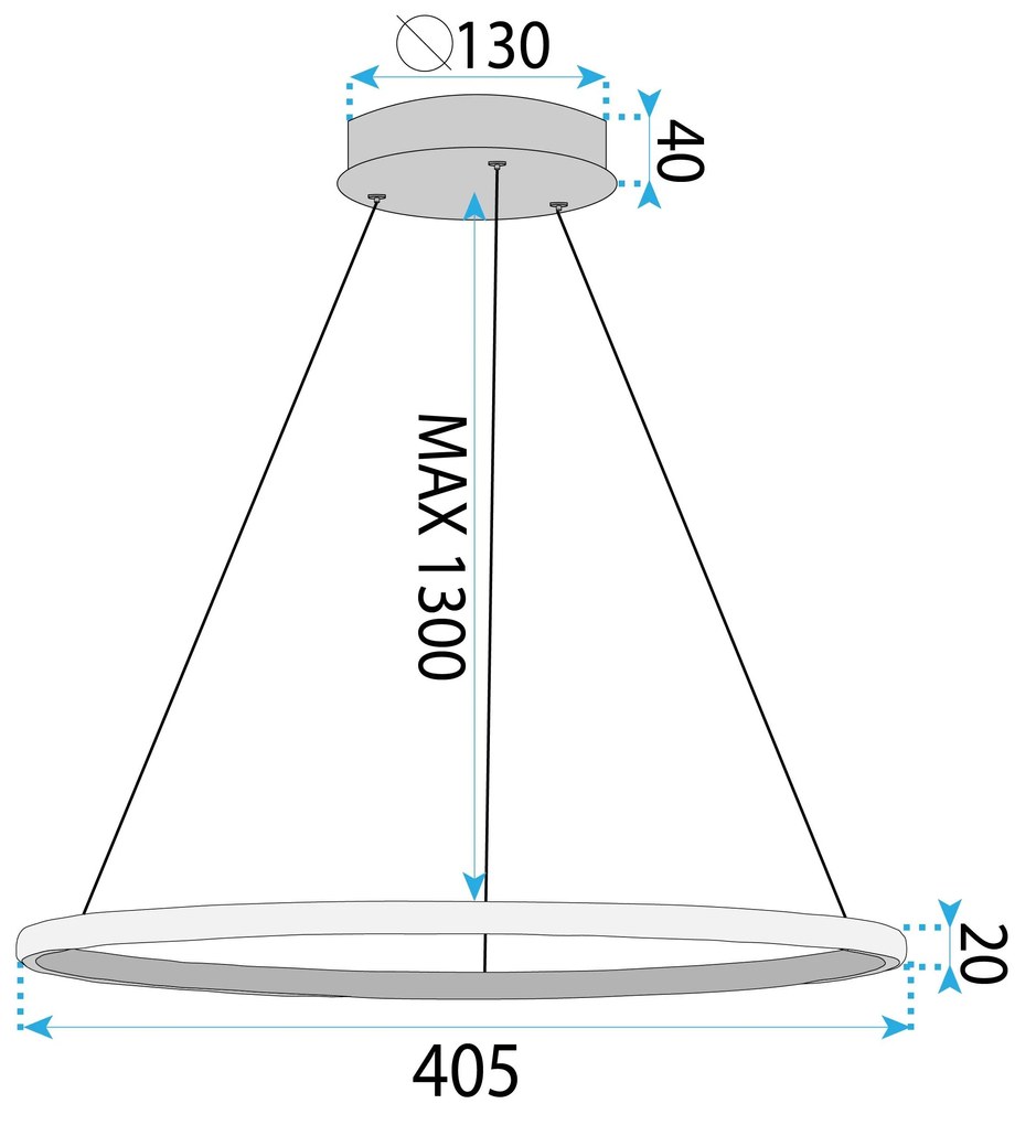 Toolight Toolight, LED stropné svietidlo 40cm, 24W, 3000K, LHJ011-CP, čierna, OSW-60006
