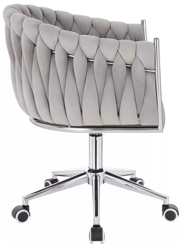 LuxuryForm DESIGN Stolička NORDEN VELUR na striebornej podstave s kolieskami - svetlosivá