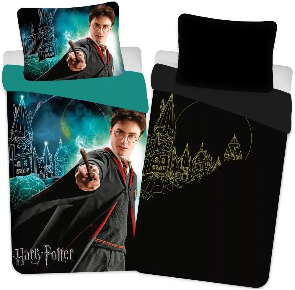 Bavlnené posteľné obliečky Harry Potter - so svietiacim efektom - 100% bavlna - 70 x 90 cm + 140 x 200 cm